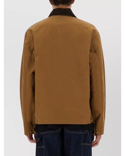 Carhartt Brown "Detroit" Jacket With Contrast Collar And Front Pockets (Summer) for men