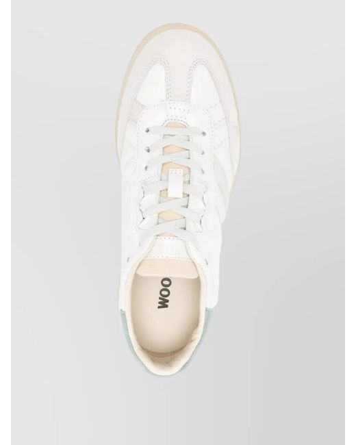 Woolrich White Leather Logo Print Low-Top Sneakers