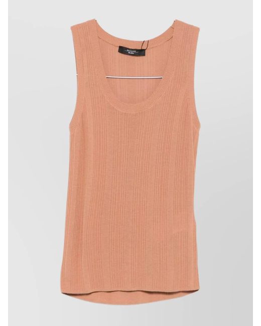 Weekend by Maxmara Natural Sleeveless Scoop Neck Knitwear Top