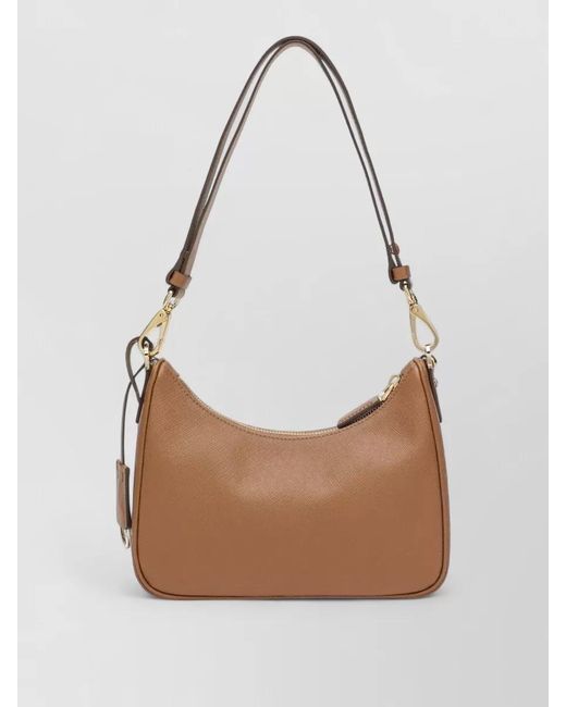 Prada White Shoulder Bag Adjustable Strap Chain Detail