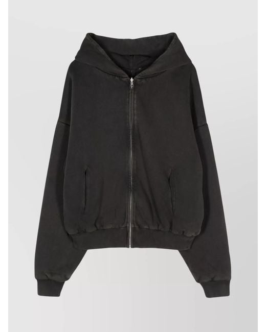 Entire studios Black Hooded Thermal Sweater Side Pockets for men