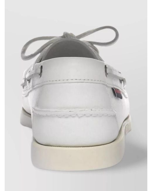Sebago White Portland Boat Shoes Eyelet Detailing for men