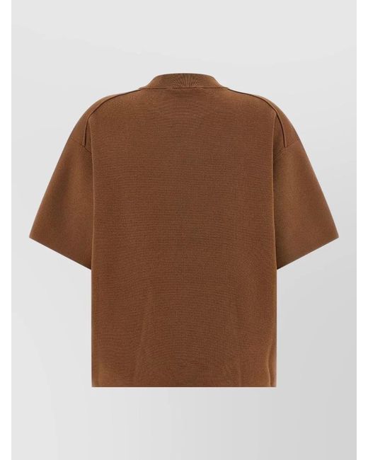 Max Mara Brown Viscose Milano Stitch Short-Sleeve Sweater