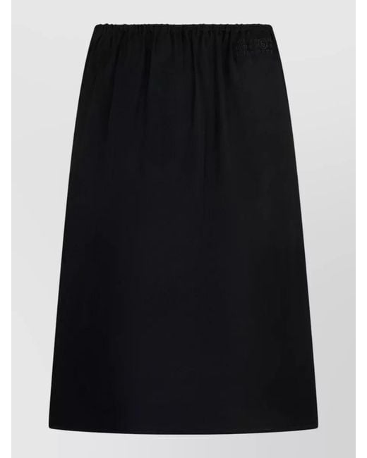 MM6 by Maison Margiela Black Satin Midi Skirt Simple Silhouette