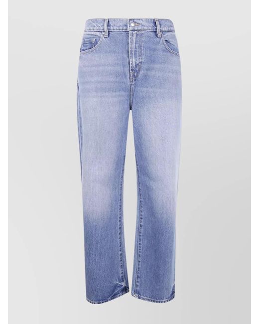 7 For All Mankind Blue "Calie" Straight Ankle Fancy With Raw Cut