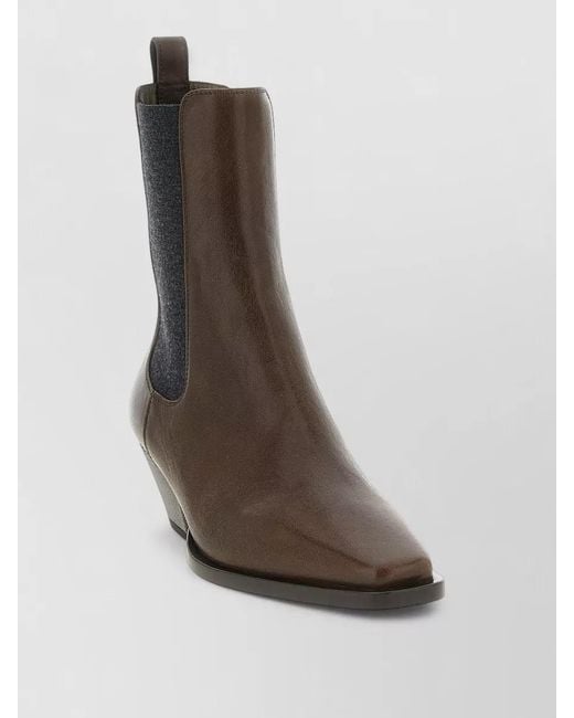 Brunello Cucinelli Brown Leather Ankle Boots