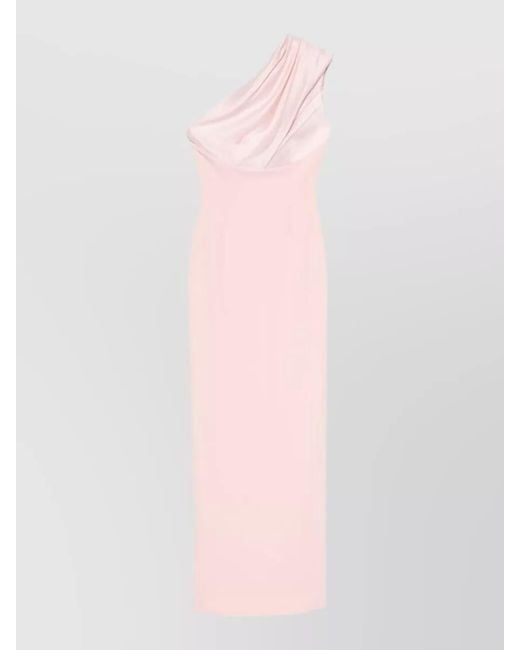 Solace London Pink Gracie One Shoulder Draped Maxi Dress
