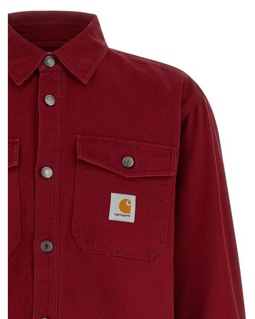 Carhartt Red Overshirt With Buttoned Cuffs And Pockets for men