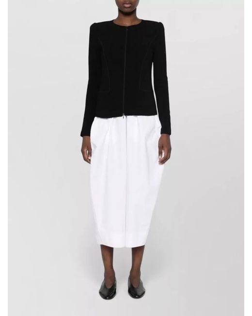 Emporio Armani White Knit Blazer Jacket Featuring Front Zipper