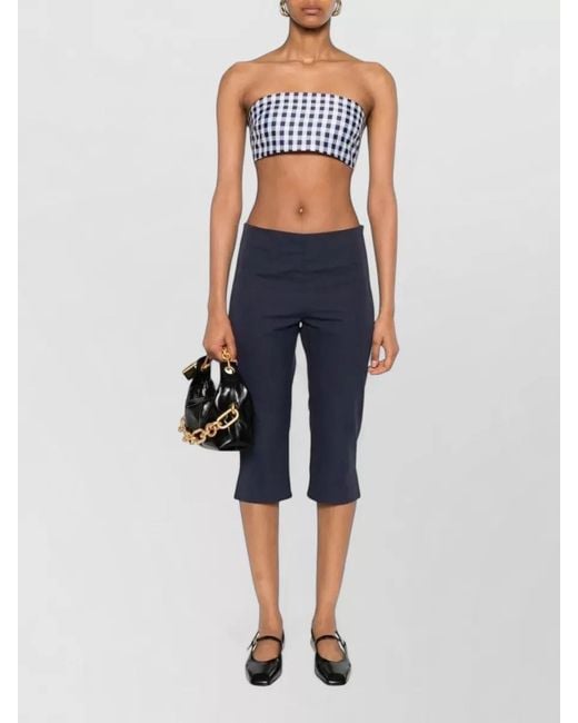 Self-Portrait Blue Gingham Bandeau Bikini Top
