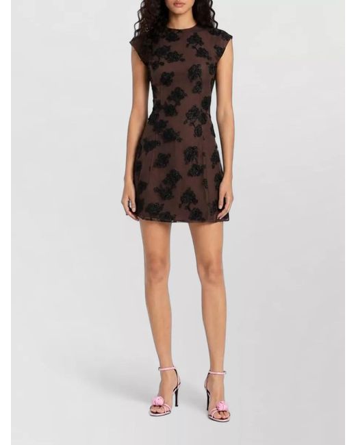 ROTATE BIRGER CHRISTENSEN Black Mini Dress Floral Detail Cap Sleeves