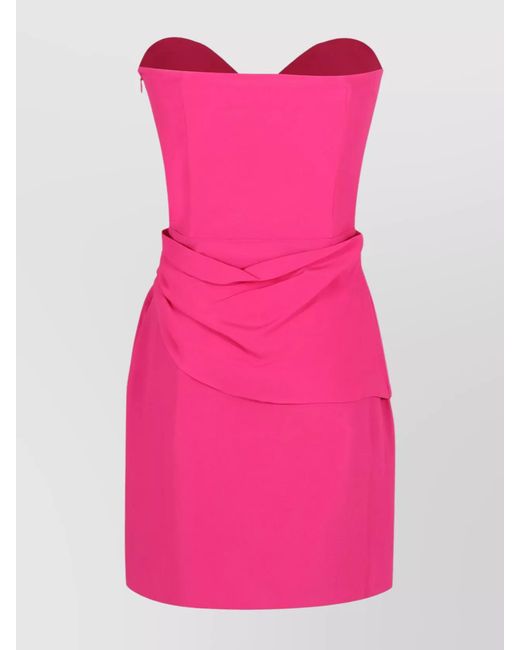 FEDERICA TOSI Pink Silk Off-The-Shoulder Mini Dress