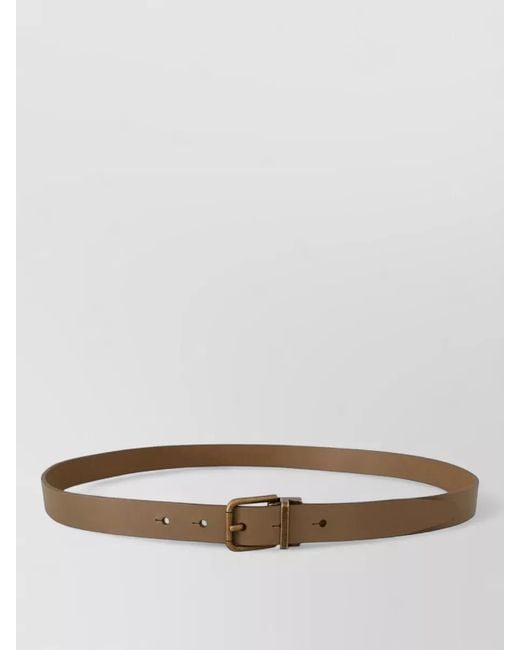 Dolce & Gabbana Brown Leather Belt Brass Buckle Smooth Finish for men