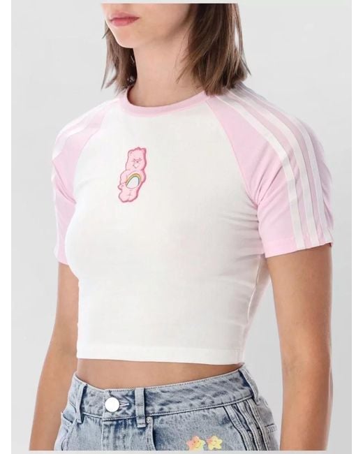 Adidas Originals Blue Care Bears Cropped Denim Logo T-Shirt