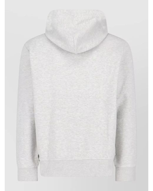 Polo Ralph Lauren White Jersey Hooded Sweatshirt Logo Front Pockets for men