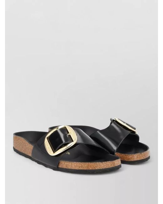 Birkenstock Black Leather Madrid Big Buckle Sandals