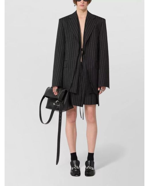 Sportmax Black Wool Blend Embroidered Double-Breasted Blazer