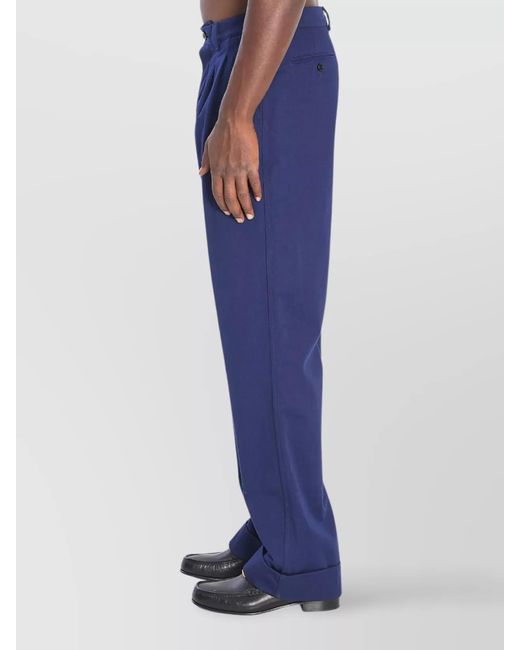 Valentino Garavani Blue Cotton Straight-Leg Trousers for men