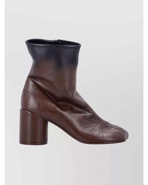 MM6 by Maison Margiela Brown Leather Ankle Boots