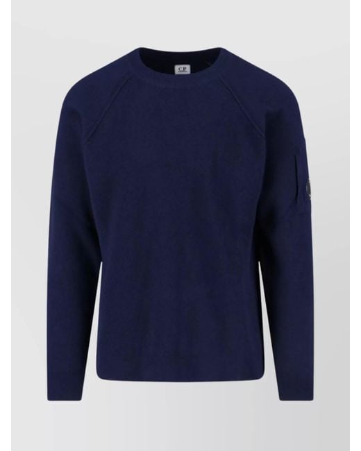Company Men's Blue Crewneck Sweater With Arm Pocket And
