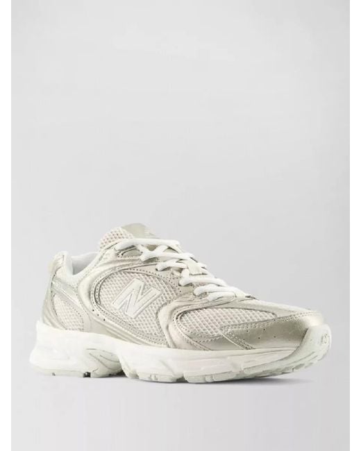 New Balance White Metallic Mesh Sneakers Pull Tab Heel