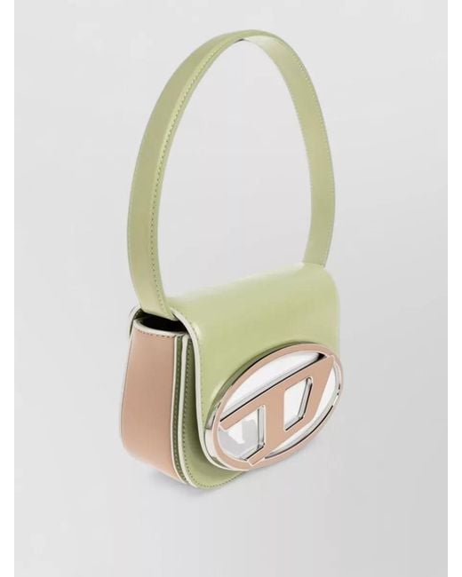 DIESEL White Shoulder Bag Smooth Finish Adjustable Strap