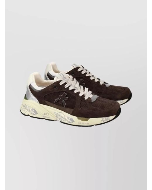 Premiata Multicolor Sneakers With Contrast Sole And Cushioned Collar