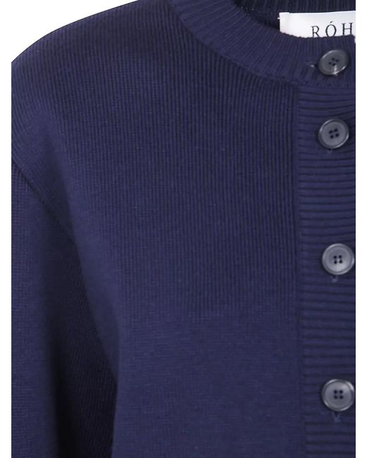 Rohe Blue Merino Wool Statement Shoulder Cardigan