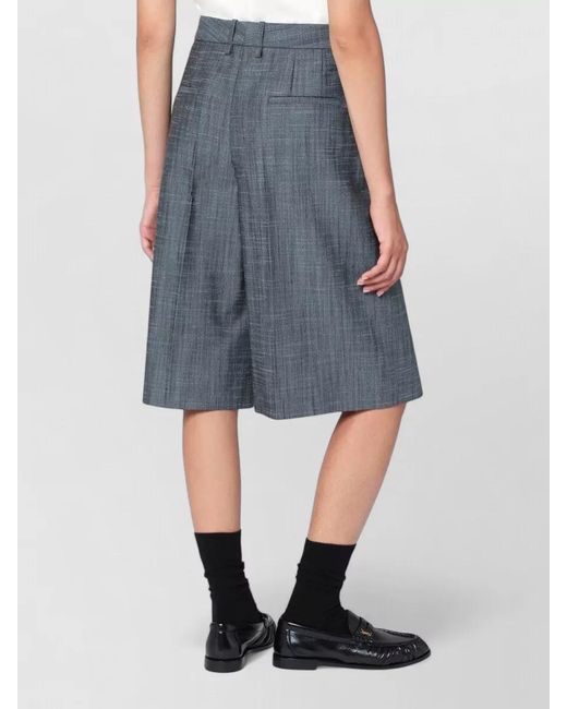 Jil Sander Blue Pleated Shorts Belt Loops Back Pockets
