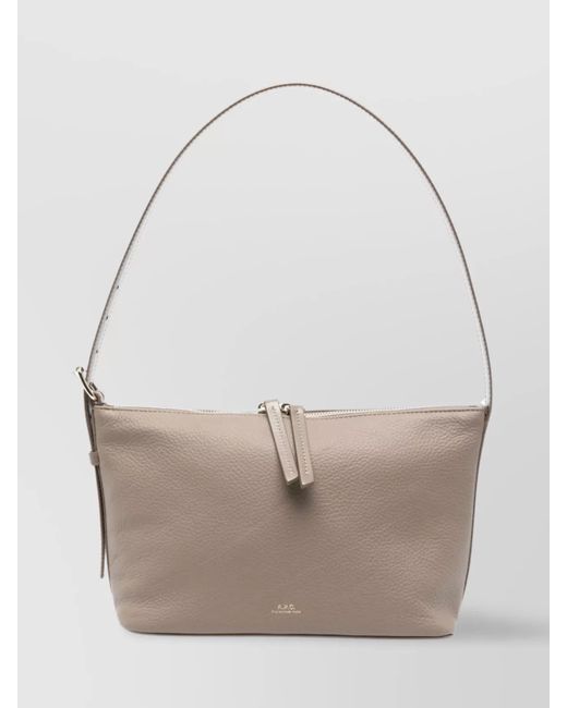 A.P.C. Natural Vera Shoulder Bag With Adjustable Strap And Textured Finish