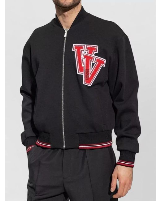 Versace Blue Virgin Wool Bomber Jacket for men