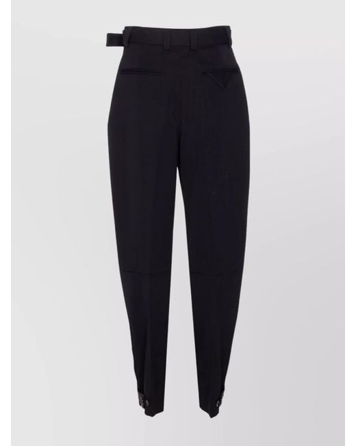 Bottega Veneta Blue Wool High-Rise Pleated Tapered Trousers