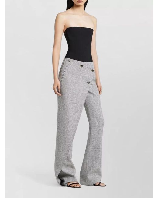 Courreges Gray Textured Wool Asymmetric Wide-Leg Trousers