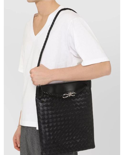 Bottega Veneta Black Leather Messenger Bag Andiamo for men