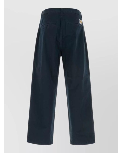 Carhartt Blue Brady Cotton Trousers Wide Leg Design for men