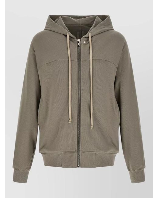 Rick Owens Gray Hooded Jacket Adjustable Drawstring Side Pockets for men