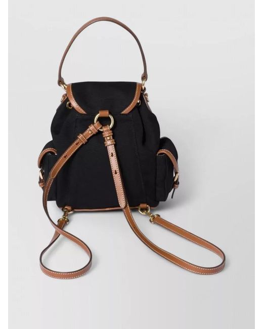 Miu Miu Black Canvas Leather Mini Backpack Top Handle
