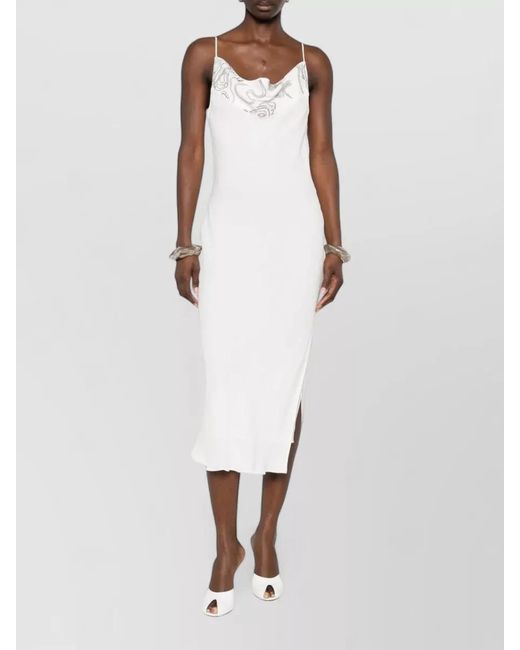 IRO White Embellished Sleeveless Spaghetti-Strap Midi Dress