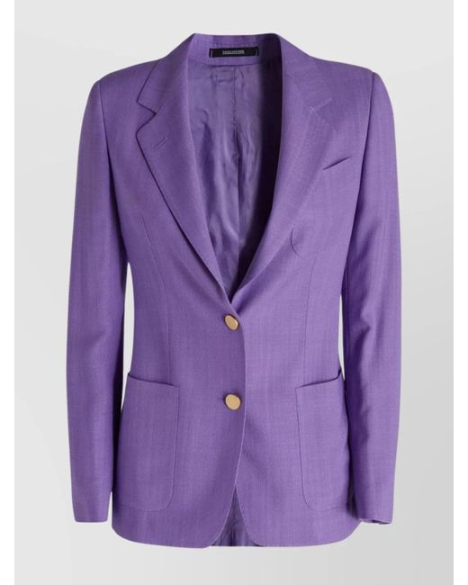 Tagliatore Purple Viscose Single-Breasted Blazer