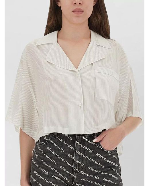 Alexander Wang White Striped Cropped Tailored Shorts