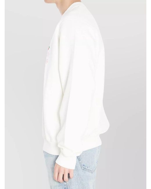 Casablanca White Organic Cotton Relaxed-Fit Embroidered Sweatshirt for men
