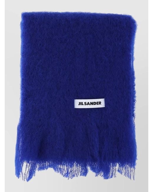 Jil Sander Blue Mohair Scarf for men