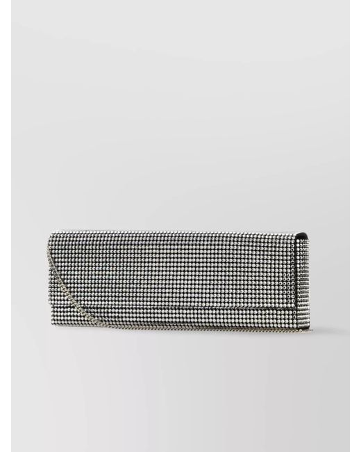 AMINA MUADDI Gray Paloma Satin Embellished Clutch Bag