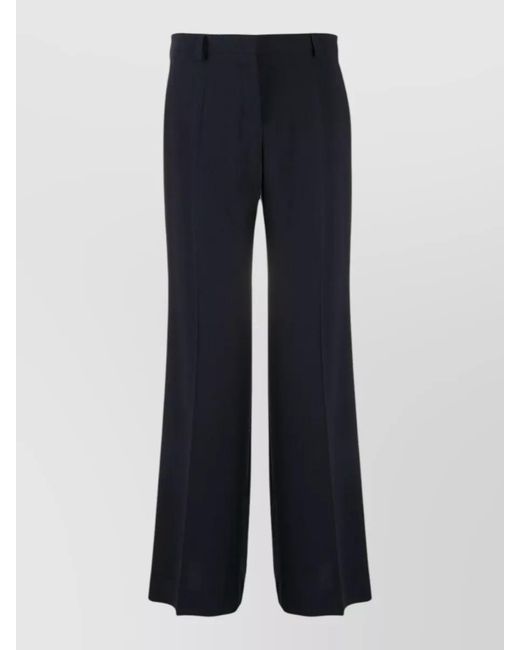 Alberto Biani Blue Wide Leg Cady Trousers Front Pleats Belt Loops
