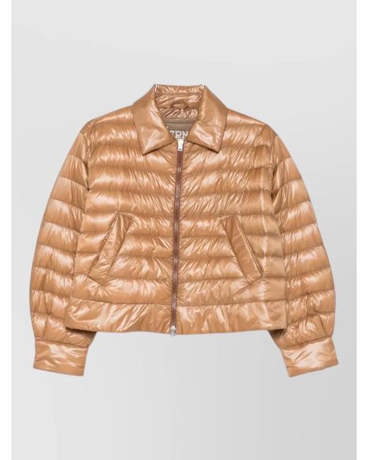 Herno Natural Down Jacket Pointed Collar Long Sleeves