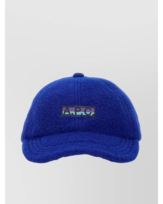 A.P.C. Blue Textured Fabric Curved Brim Hat for men
