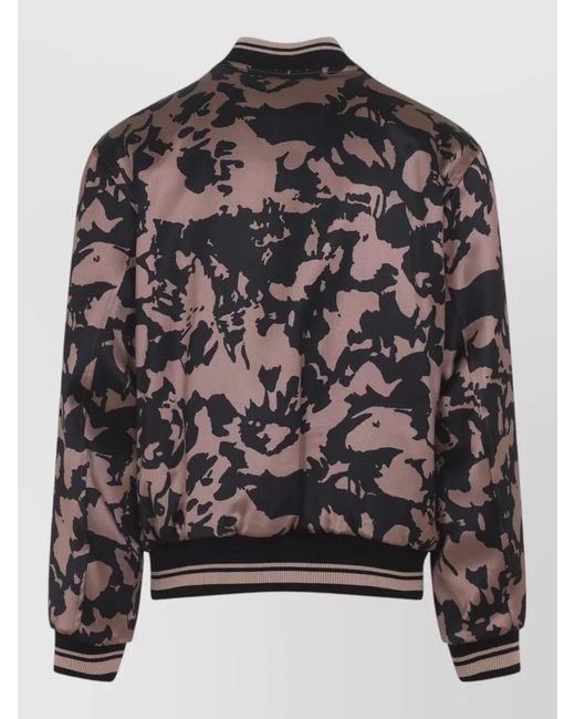 Dries Van Noten Black Floral-Print Reversible Bomber Jacket for men