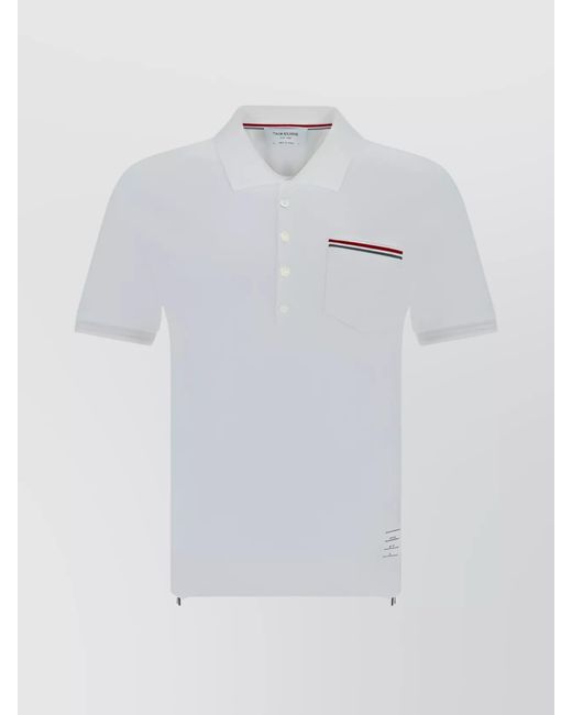 Thom Browne White Cotton Piqué Short-Sleeve Polo Shirt for men