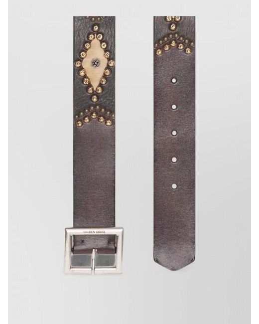 Golden Goose Deluxe Brand Gray Sierra Leather Belt Horsy Inserts Studs