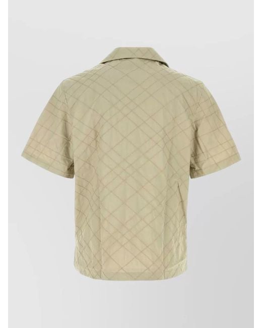 Burberry Metallic Cotton Shirt Short Sleeves Quilted Chest Pocket for men